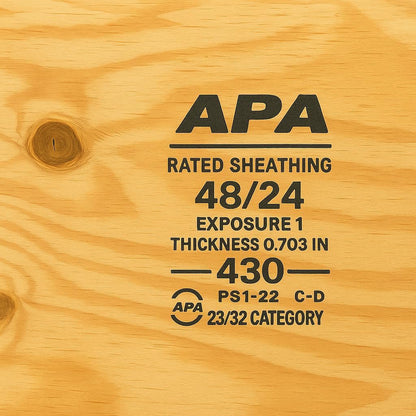 CDX Plywood Sheathing Panel - 23/32" Thick, 5 Ply, PS 2 Standards, Made in USA