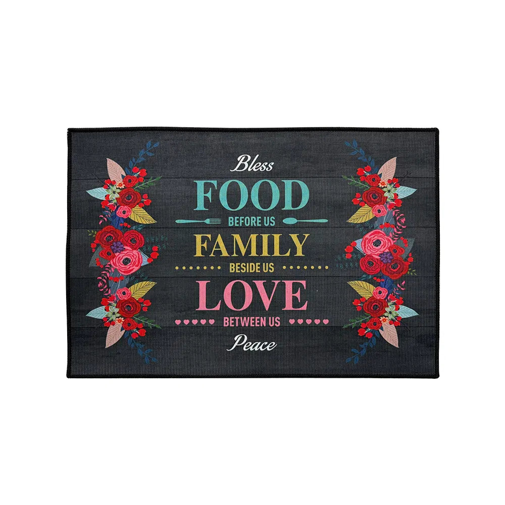 Printed Absorbent & Non-Slip Door Mat - Durable Polyester Carpet With Kitchen Design, Ideal For Bathrooms, Hallways, Living Rooms, Bedrooms Decorative Use & Laundry Rooms