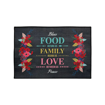 Printed Absorbent & Non-Slip Door Mat - Durable Polyester Carpet With Kitchen Design, Ideal For Bathrooms, Hallways, Living Rooms, Bedrooms Decorative Use & Laundry Rooms
