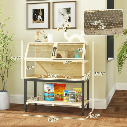 Hamster Cage On Wheels W Storage Shelf, Seesaws, Water Bottle, Hut & Ramps, For Dwarf, Gerbil, Syrian Hamster, Mouse