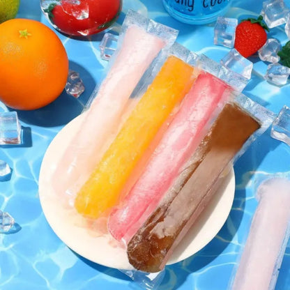 320 Pcs Disposable Beverage Packaging Bag Ice Popsicle Mold Bags With 2 Pcs Orange Funnels DIY Ice Lolly Bags BPA Free Freezer Tubes With Zip Seals For Summer Halloween Birthday Party