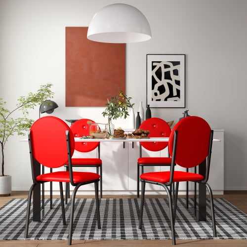 4-piece Bar Stools Faux Leather Dining Chairs With Waterproof Surface And Metal Legs