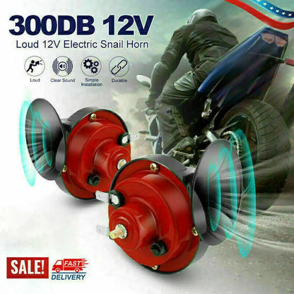 2PC 12V 300DB Super Loud Train Air Horn Waterproof Motorcycle Car Truck SUV Boat