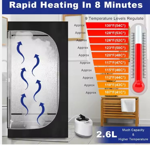 USA Warehouse Free Shipping Home Use Portable Sauna Tent With 2.6L Steamer Foldable Full-Body Sauna Portable Steam Sauna