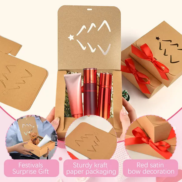 10 Pcs Christmas Gift Boxes With Lids And Red Ribbon Hollow Christmas Tree Beautiful Assorted Boxes Xmas Holiday Gift Wrap Boxes For Xmas Birthday Wedding Holiday Parties