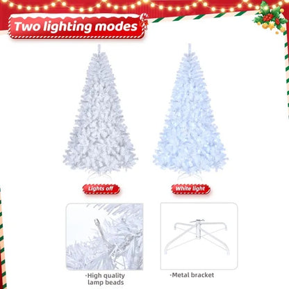 7ft 1346 Branches Automatic Tree Structure PVC Material 500 Lights Cool Color 8 Modes Christmas Tree White