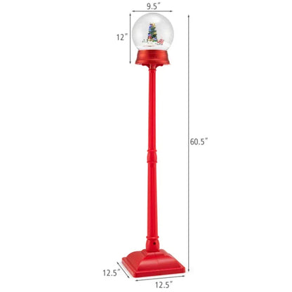 5 Ft Christmas Streetlamp Decor: 360° Rotating Santa/Snowman/Tree, 15 Colorful LEDs, 8 Tunes, 2 Modes (Stand/Tabletop)