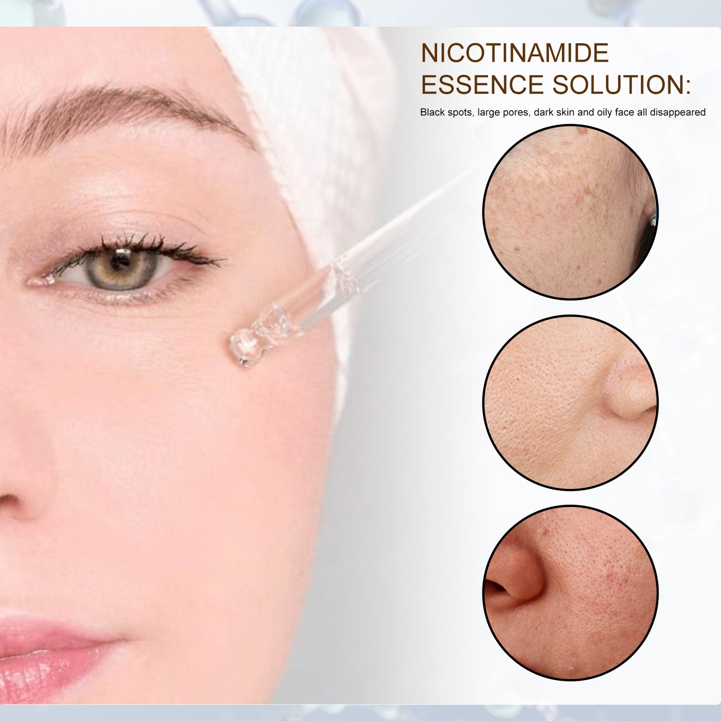 EELHOE Shrink Pore And Brighten Skin Essence, Moisturize And Lighten Spots Shrink Pores Nicotinamide Original Solution Essence