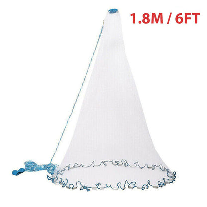 Fishing Cast Net Bait Easy Throw Hand Cast Strong Nylon Mesh USA