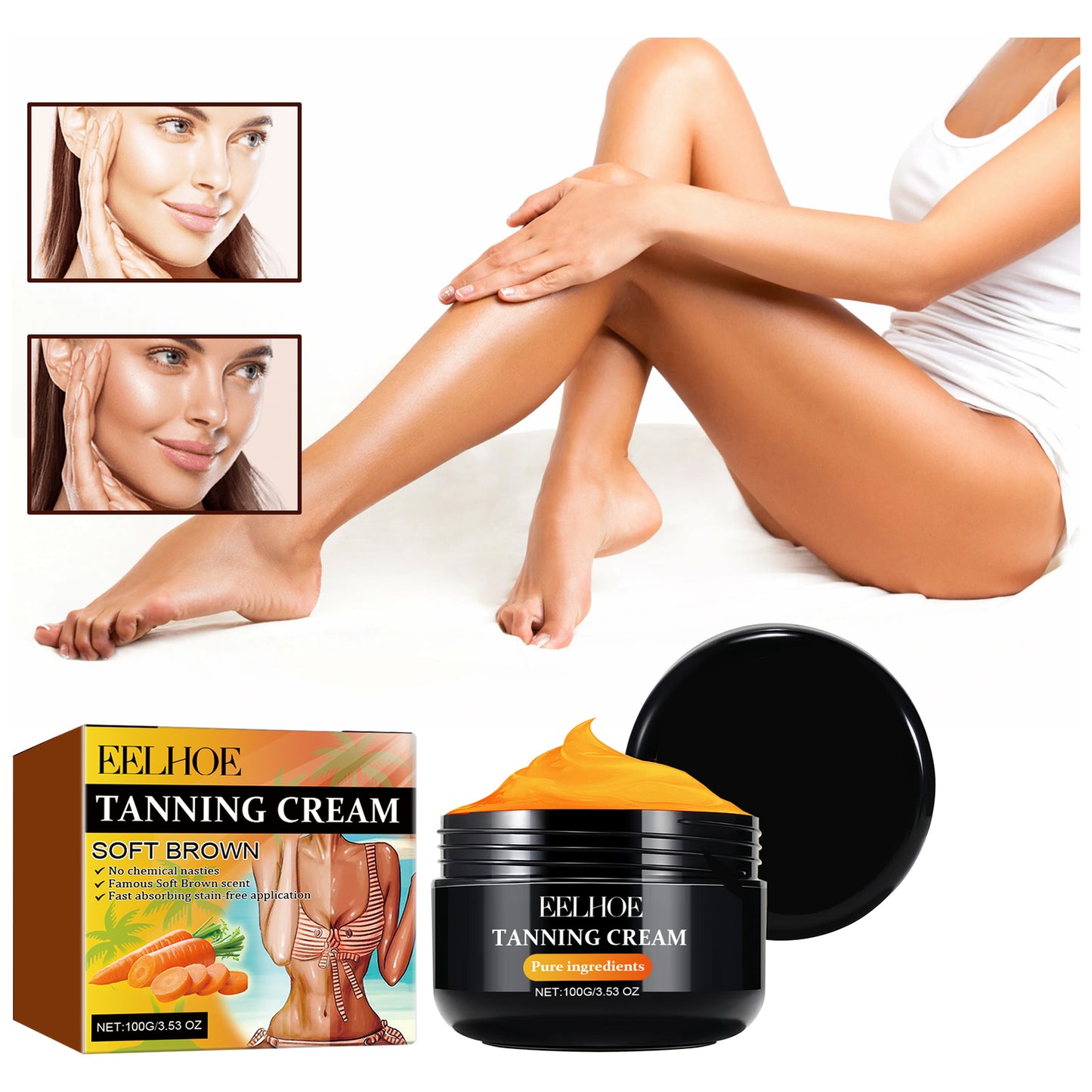 EELHOE Tanning Cream, Outdoor Beach Tanning Helps Tan Wheat Tan Moisturizes Skin And Helps Tan Skin