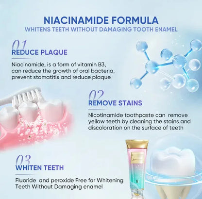 Niacinamide Whitening Toothpaste Fluorine-Free Formula For Bright Teeth & Breath Daily Oral Care Cleansing Toothpaste With Whitening Properties Mint Cleanser