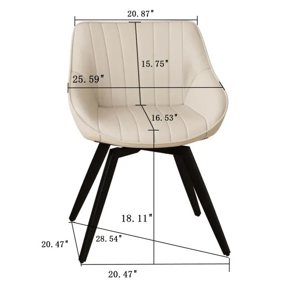 A Set Of 2 Dining Chairs, Medieval Modern Kitchen Dining Chair, PU Decorative Chairs With Black Metal Legs, Suitable For Home&kitchen White