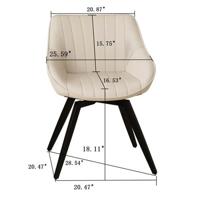 A Set Of 2 Dining Chairs, Medieval Modern Kitchen Dining Chair, PU Decorative Chairs With Black Metal Legs, Suitable For Home&kitchen White