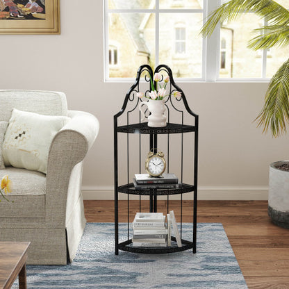 3-Tier Corner Open Shelf,Bookcase Freestanding Shelving Unit