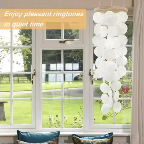 Wind Chimes For Outside Handcrafted Turquoise Capiz Shells Windchime Coastal Style Decor For Indoor Outdoors Garden Decor