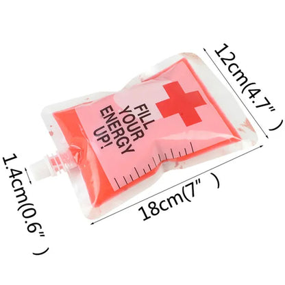 20 Pcs Blood Bags For Drinks Heavy Duty Hand-held Translucent Plastic Smoothie Reusable Leakproof Alcohol Bag Freezable Juice Pouches For Halloween Party Supplies Hot Weather Cooling