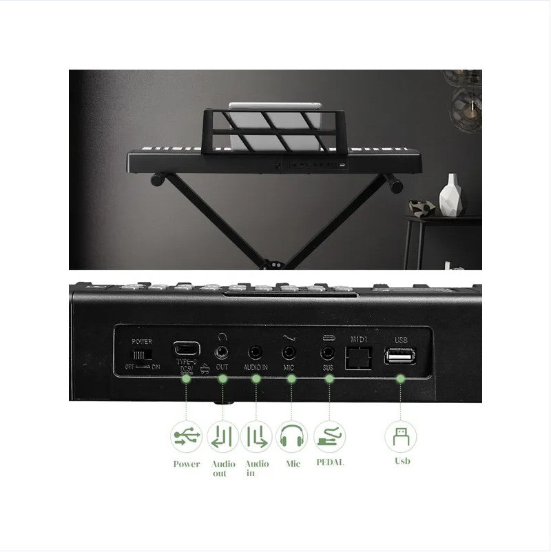 61 Key Folding Piano Semi Weighted Standard Keyboard With Bluetooth Digital Piano