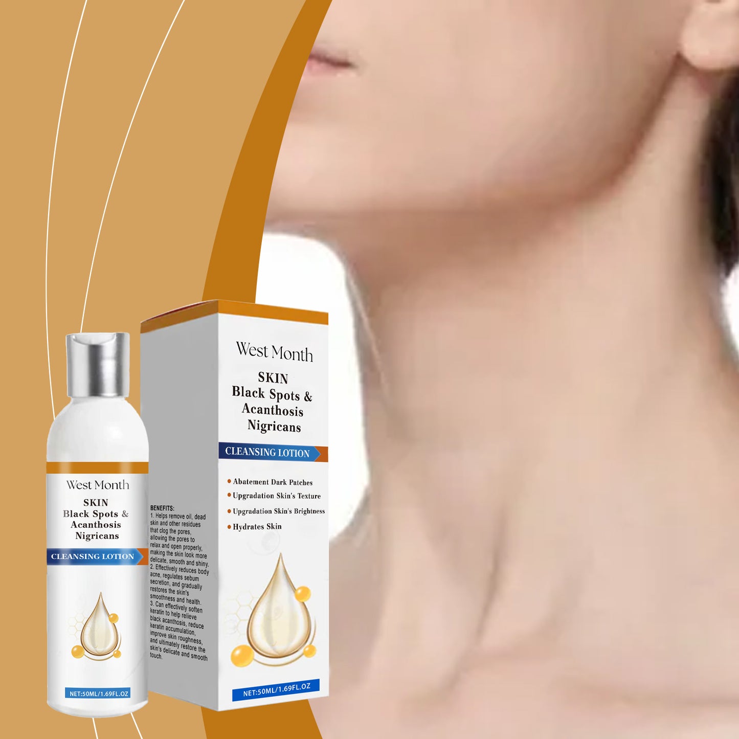 West&Month Acanthoderm Cleansing Lotion, Soft Moisturizing Moisturizing Refreshing Elbow And Neck Care Lotion