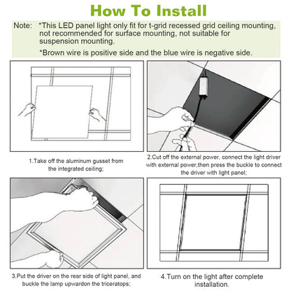 LED Panel Light 5800LM 7000K Ceiling Lighting 150W Equivalent LED Troffer Recessed Edge-Lit
