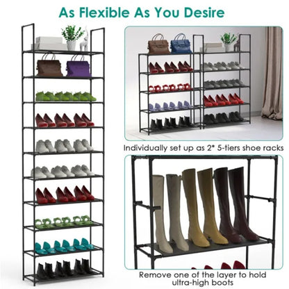 Space-Saving Tall Shoe Storage 10-Tier Shoe Rack
