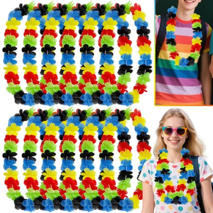 24 Colorful Hawaiian Leis Back To School Party Photo Booth Prop Tropical Flower Necklace Leis For First Day Of School Teacher Appreciation Graduation Party Supplies Beach Hawaii Luau Dance Party Favor