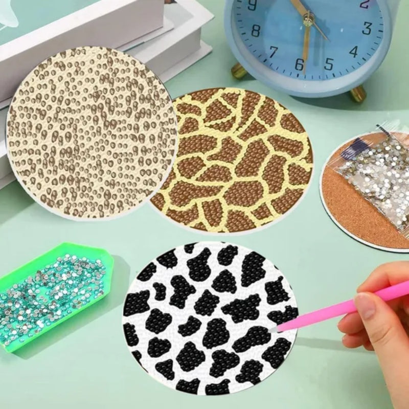 8 Pcs Rhinestones Art Coasters Kits With Holder