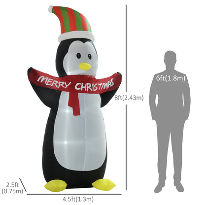 8' Christmas Inflatable Penguin LED Lights Indoor Outdoor Decoration