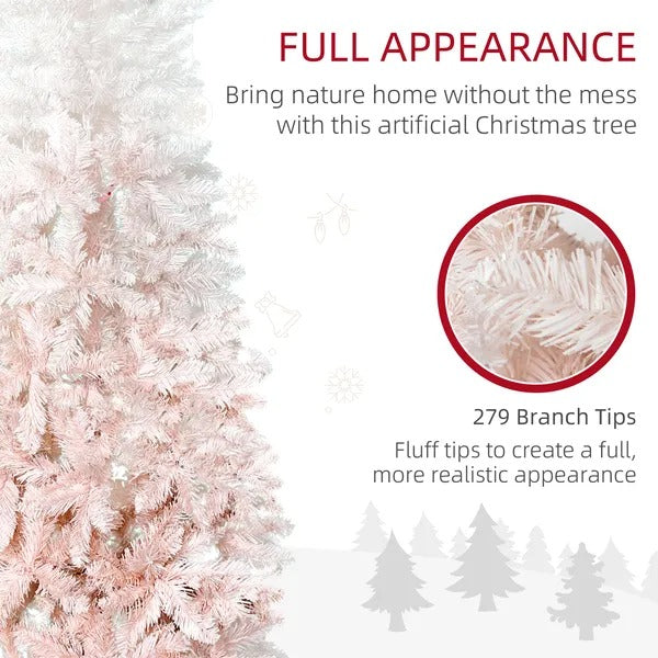 5ft Pencil Artificial Christmas Tree With Pine Realistic Branches, Auto Open,  And White
