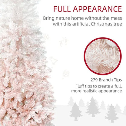 5ft Pencil Artificial Christmas Tree With Pine Realistic Branches, Auto Open,  And White