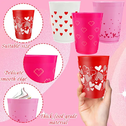 12 Pcs Multi Colors Valentine's Day Plastic Cups