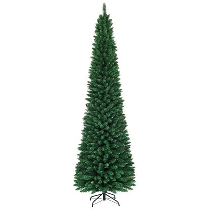 9ft Slim Pencil Christmas Tree - Space-Saving Design For Small Corners, 1500 Realistic PVC Branches With Flocked Finish