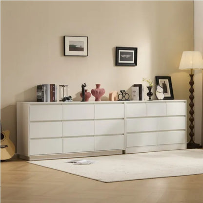 1 Modern Chest Of Drawers With 3 Layers Of White P2 Particleboard And 7 Drawers