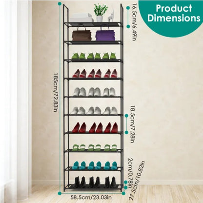 Space-Saving Tall Shoe Storage 10-Tier Shoe Rack