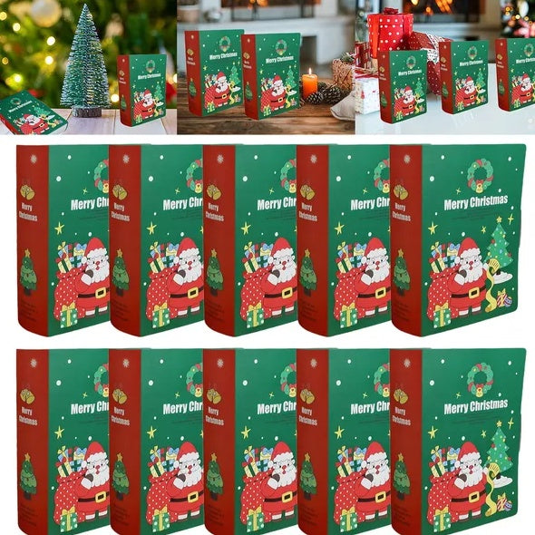 10 Pcs Christmas Candy Boxes Merry Christmas Santa Claus Xmas Tree Storybook Box Cookie Goodie Paper Treat Box For Christmas Gift Wrapping Holiday Party Supplies