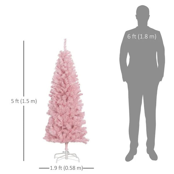 5FT Pencil Christmas Tree, Artificial Christmas Tree With Automatic Open For Home Party
