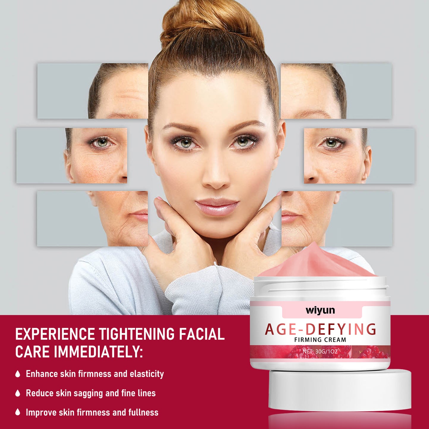 Wiyun Age Defying Firming Cream, Reduce Wrinkle Skin Slack Firming Bright Smooth Elastic Moisturizing Cream
