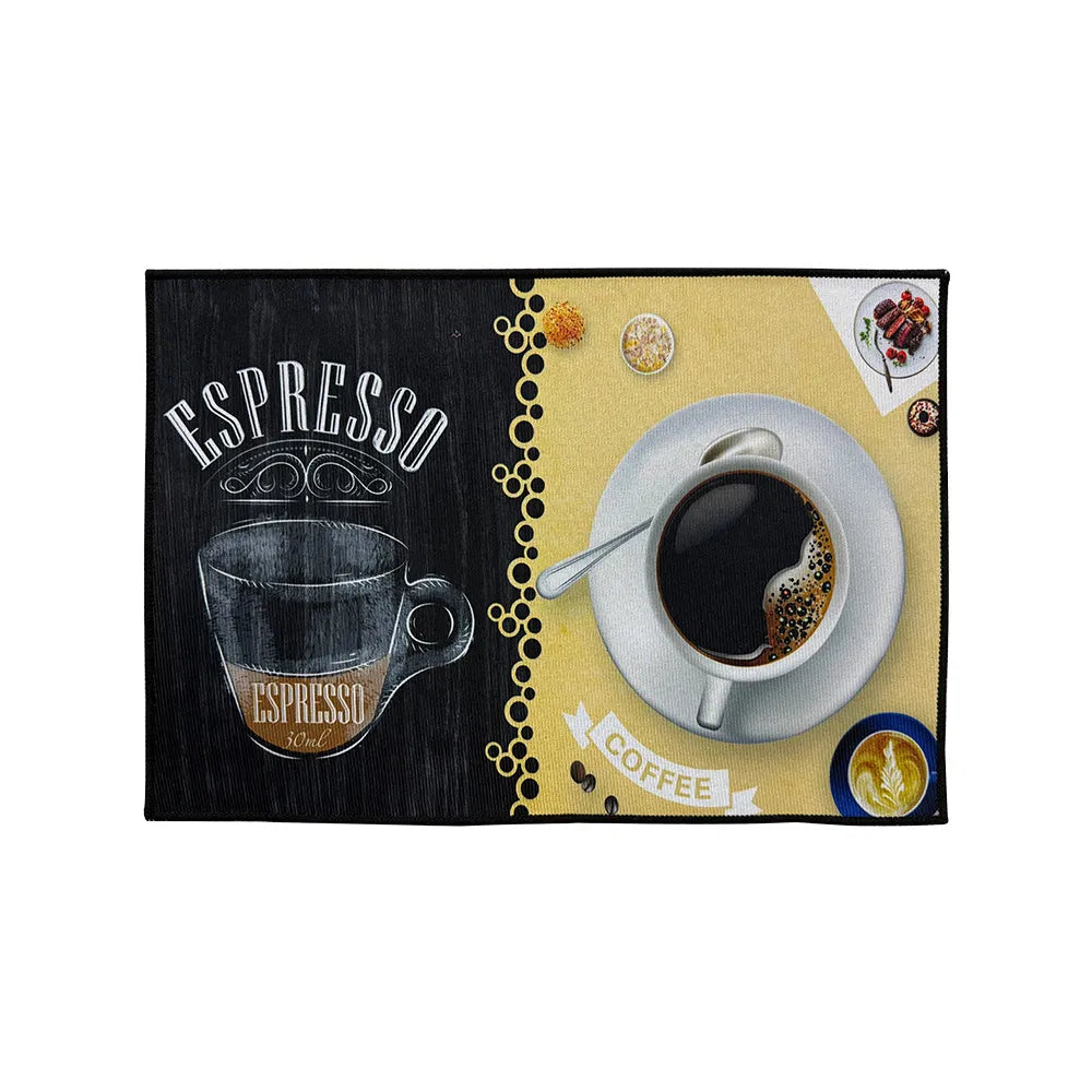 Printed Absorbent & Non-Slip Door Mat - Durable Polyester Carpet With Kitchen Design, Ideal For Bathrooms, Hallways, Living Rooms, Bedrooms Decorative Use & Laundry Rooms