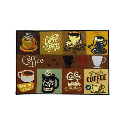 Printed Absorbent & Non-Slip Door Mat - Durable Polyester Carpet With Kitchen Design, Ideal For Bathrooms, Hallways, Living Rooms, Bedrooms Decorative Use & Laundry Rooms