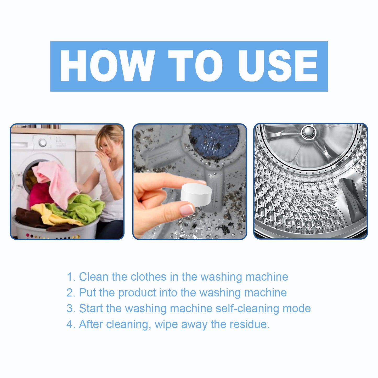 Jaysuing Washing Machine Cleaning Tablets Washing Machine Trough Automatic Roller Cleaning Dirt & Odor Cleaning Tablets