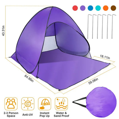 Beach Tent Shade Shelter Anti-UV Automatic Waterproof Tent Canopy For Man With Net Window Storage Bag