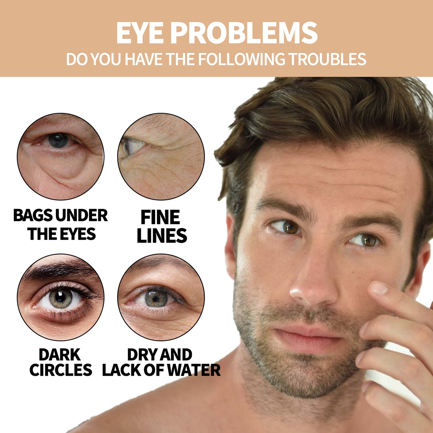 East Moon Men's Hydrating Energizing Eye Roller Firming And Lifting To Reduce Fine Lines And Dark Circles Under Eye Bags