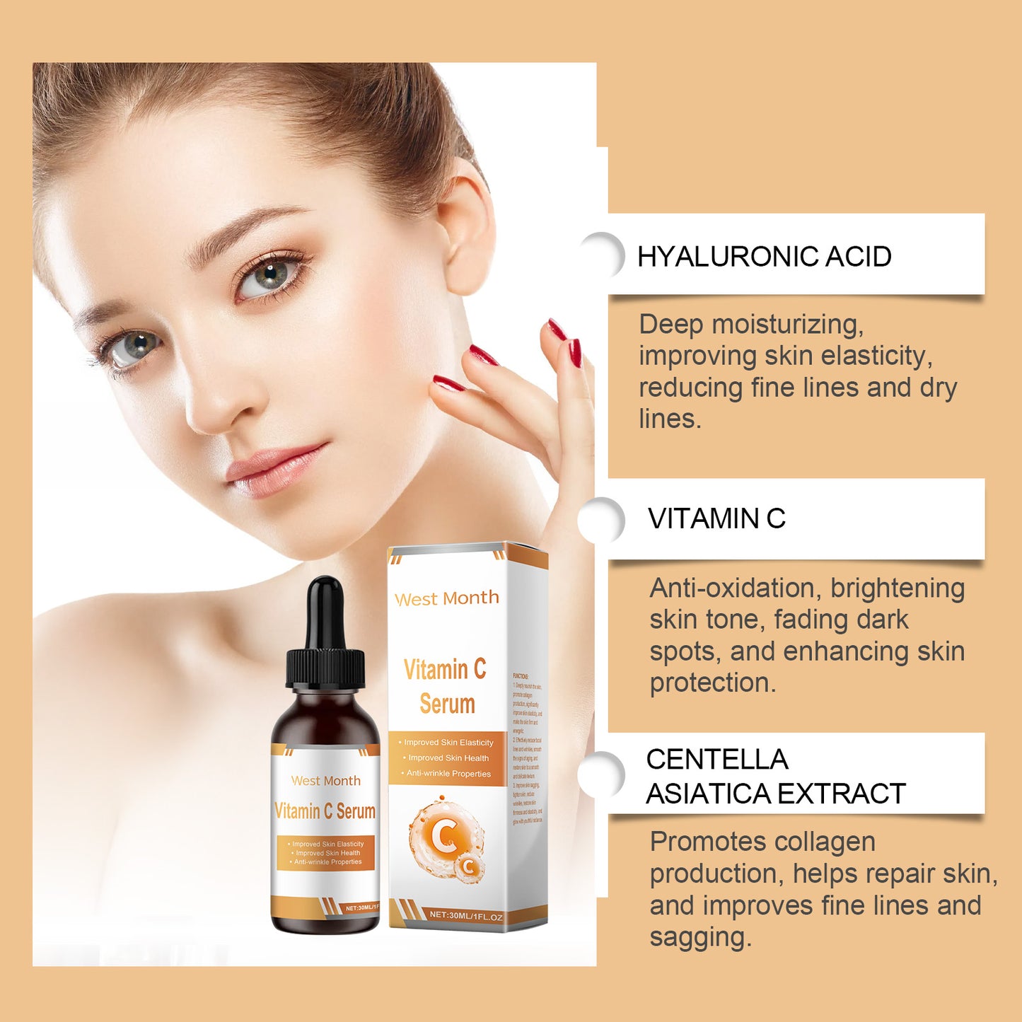 West&Month Facial Serum Nourishes And Restores Fine Lines And Improves Skin Elasticity And Shine