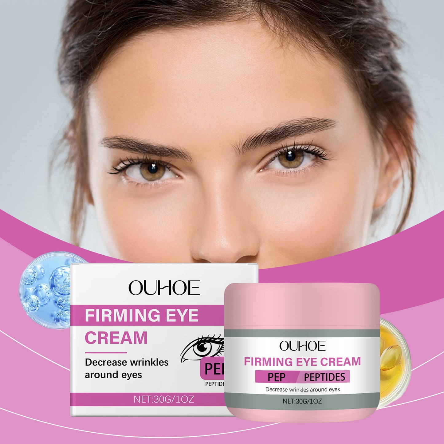 OUHOE Elastic Moisturizing Eye Cream, Nourishes, Moisturizes, Tights, Moistens, Locks And Protects The Elastic Skin Around The Eyes