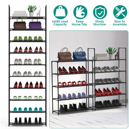 Space-Saving Tall Shoe Storage 10-Tier Shoe Rack