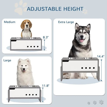 Elevated Dog Bowls, 3 Height Adjustable Raised Dog Bowls W Slow Feeder Mat, Stand, For Medium To Extra Large Dogs