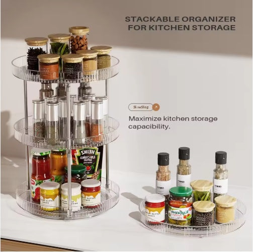 Pack Of 2 Double-layer Turntable Rotating Spice Rack Organization Spinning Organizer