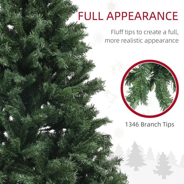 7.5ft Artificial Christmas Trees With Auto Open And Steel Base, Green