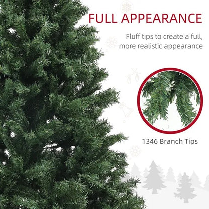 7.5ft Artificial Christmas Trees With Auto Open And Steel Base, Green