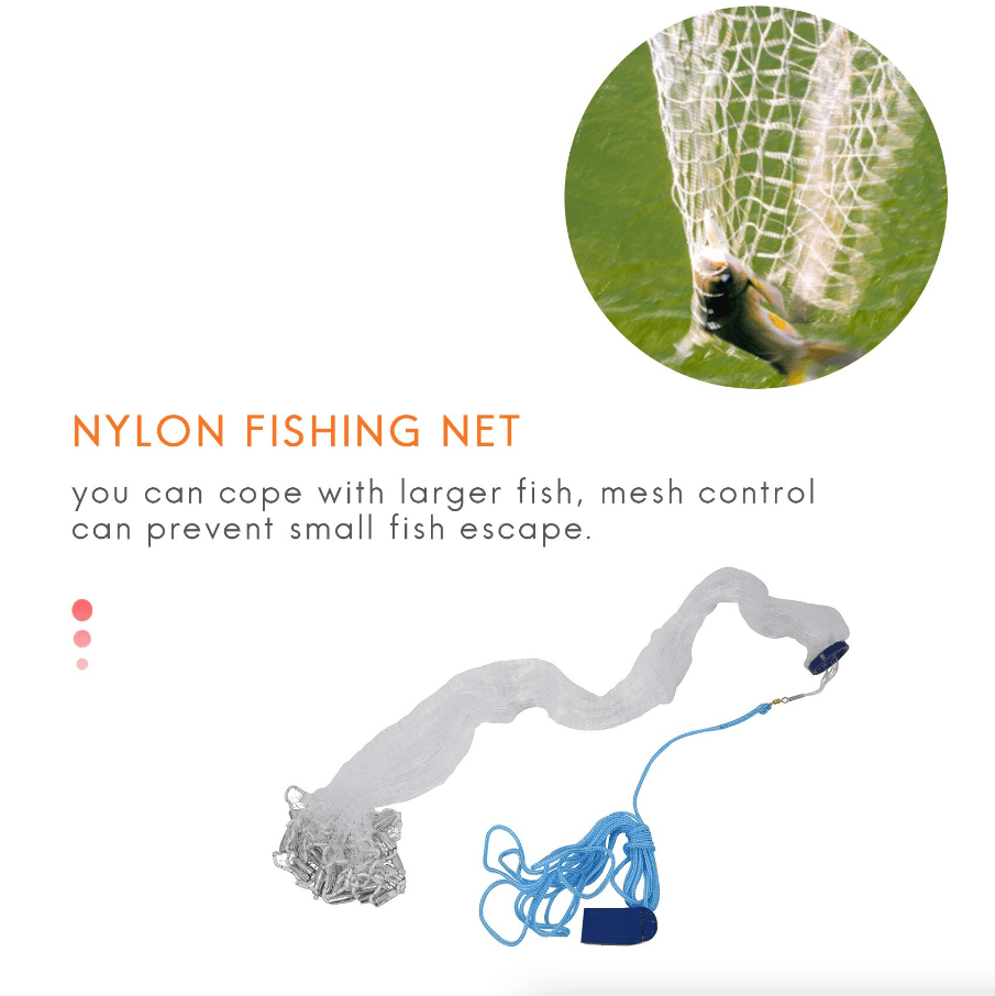 Fishing Cast Net Bait Easy Throw Hand Cast Strong Nylon Mesh USA