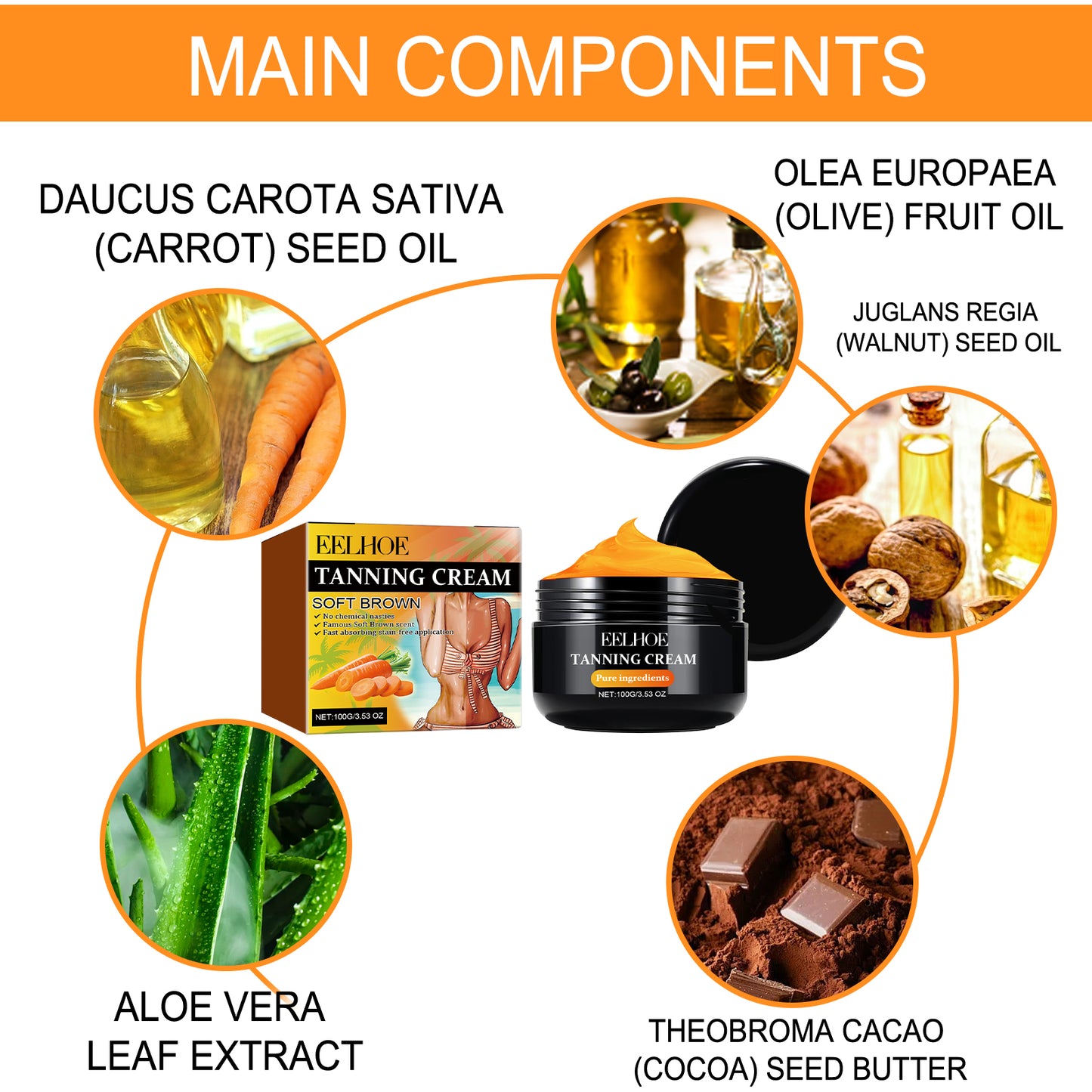 EELHOE Tanning Cream, Outdoor Beach Tanning Helps Tan Wheat Tan Moisturizes Skin And Helps Tan Skin